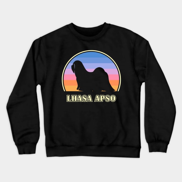 Lhasa Apso Vintage Sunset Dog Crewneck Sweatshirt by millersye